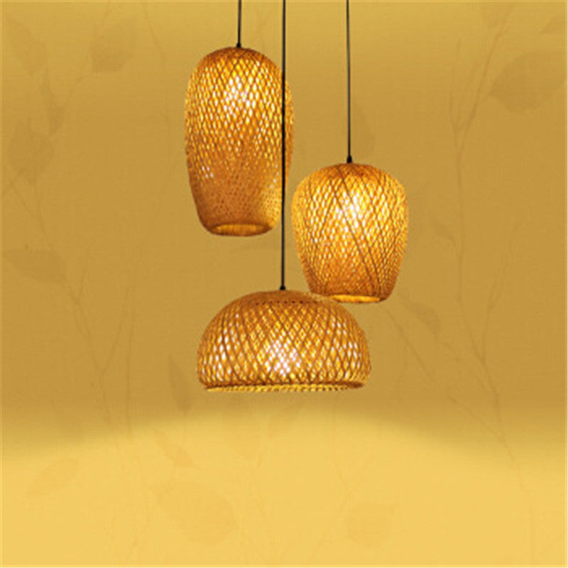 Bamboo Three-Head Pendant Light for Modern Interiors
