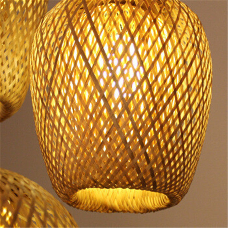 Bamboo Three-Head Pendant Light for Modern Interiors