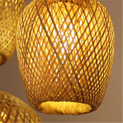 Bamboo Three-Head Pendant Light for Modern Interiors